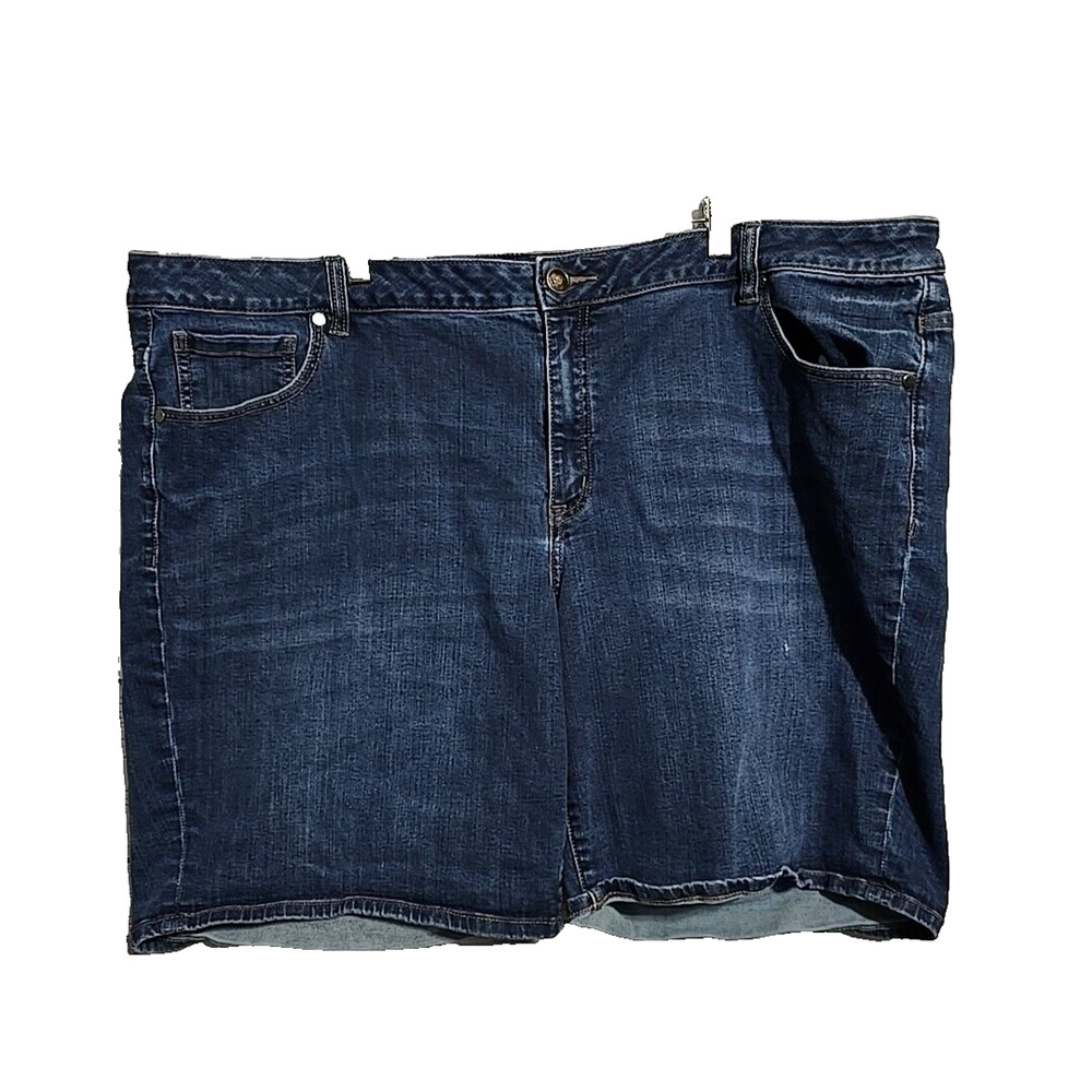 Lane Bryant Blue Denim Bermuda High Rise Beach Jorts‎ Jean Shorts Womans Size 26